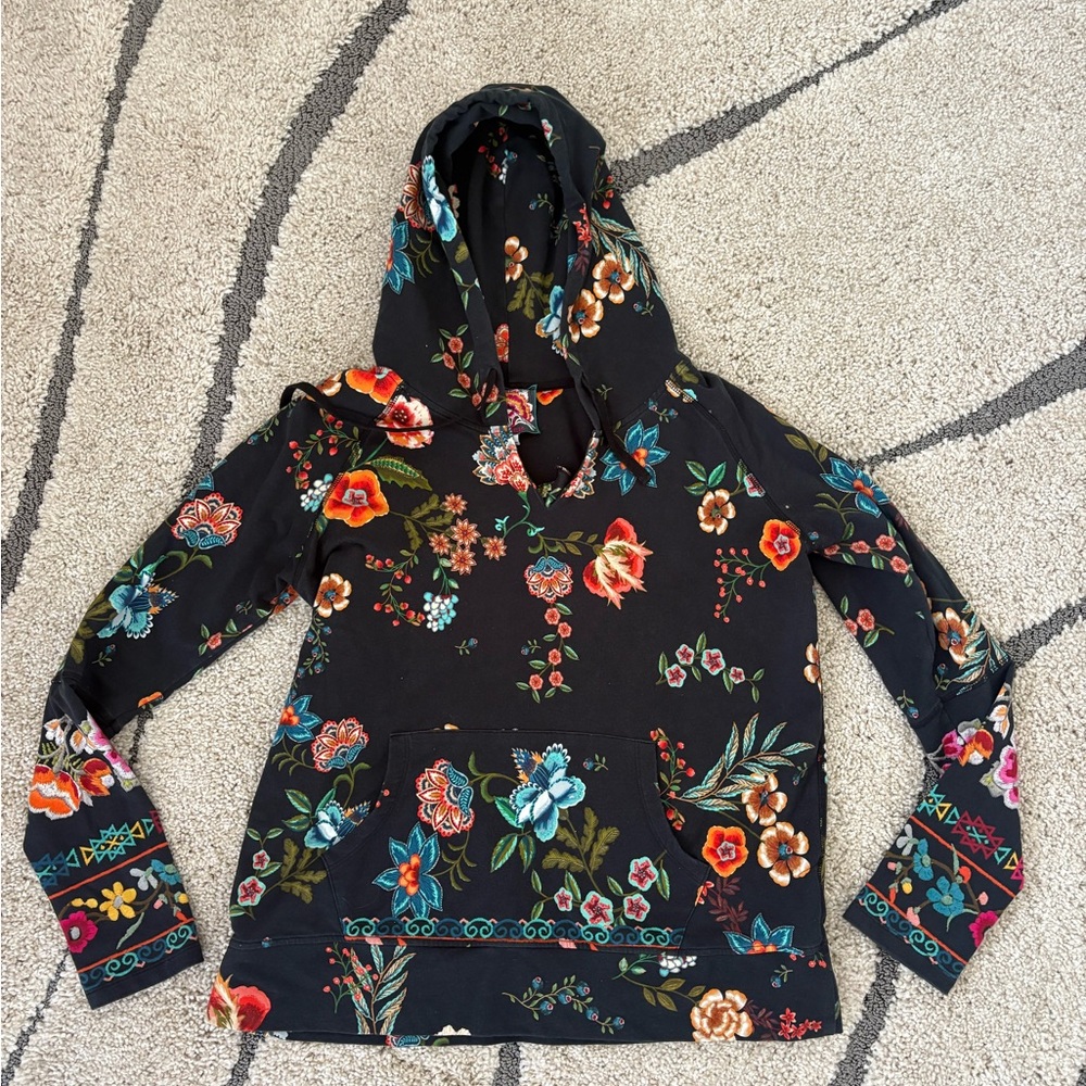 Johnny Was Ardell Floral Print Pullover Hoodie